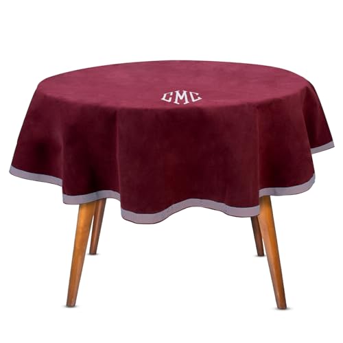 Personalized 54" Round Burgundy Card (Bridge) Table Cover - color: Burgundy Embroidered, size: 54"