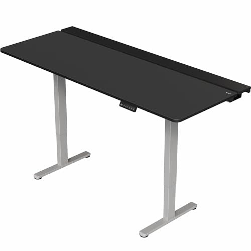 VIVO Black 71 x 30 in Standing Desk, DESK-KIT-E2G-P3B-71 | Electric, Dual Motor, Holds 220 lbs, Sit Stand, Height Adjustable, Cable Tray, Full-Size Mouse Pad, Memory, Gray Frame - color: Black Top / Gray Frame, size: 71 x 30