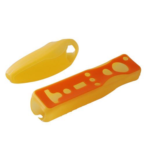 Soft Silicone Cover Case Skin Pouch for Wii Remote Nunchuk Controller Left and Right Joystick Silicone Case Soft Skin Cover (Orange) - color: Orange