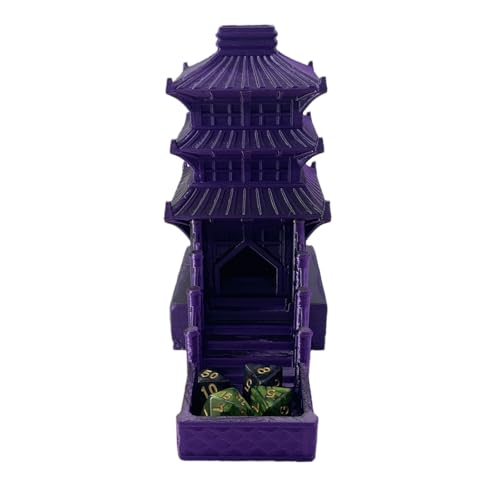 Temple Dice Dice Tower Dungeons and Dragons RPG Tabletop Roleplaying Game Jail DND (Random 7PCS D20 Dice Set Included) (Purple) - color: Color a