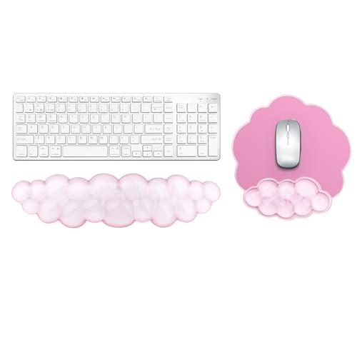 Gel Cloud Keyboard and Mouse Wrist Rest, Cute Wrist Support and Arm Support Rest for Typing Pain Relief，Suitable for Office/Computer/Laptop/Gaming Set-Pink - color: Clear Cloud Pink Set