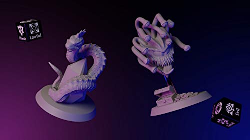 Citadel Black Colossal Onslaught Miniatures Set - 4 Pack - Large 50mm Base, D&D BBEG Unpainted Minis, Includes Dragon, Lich, Beholder, Basilisk