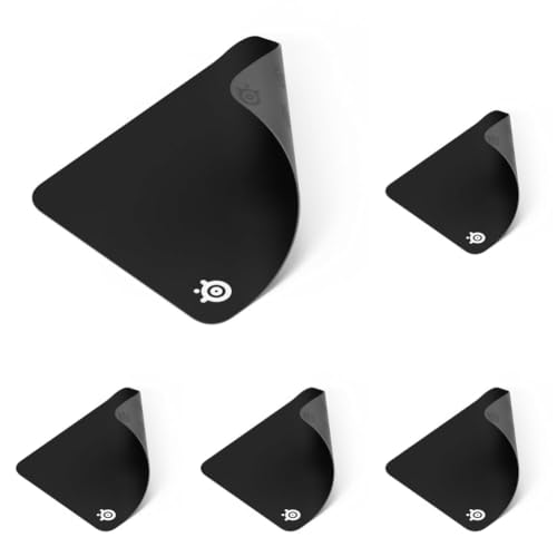 SteelSeries QcK Medium Gaming Mousepad — Black — Non-Slip Silicone Rubber Base — Peak Tracking and Stability — Optimized for Gaming Sensors — 320 mm x 270 mm — FPS, MOBAs, RTS, MMO, Medium (Pack of 5) - color: Black, size: Medium (Pack of 5), style: Class