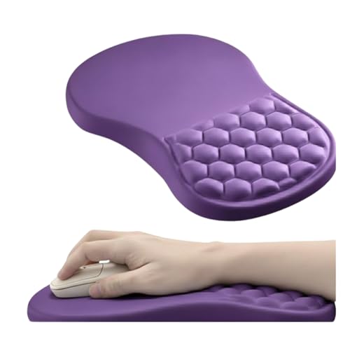 Ergonomic Mouse Pad with Wrist Support, Memory Foam Wrist Rest for Carpal Tunnel & Wrist Pain Relief, Non-Slip Rubber Base, Comfortable Gaming Mousepad for Computer, Laptop, Office & Home - color: Purple