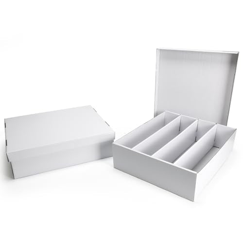Calenzana 3200-Count Trading Cardboard Storage Boxes 2 Pack, 4 Row White Card Box with 32 Dividers, MTG, TCG Card Organizer - size: 2 Pack(4 Row)
