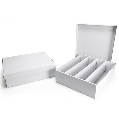 Calenzana 3200-Count Trading Cardboard Storage Boxes 2 Pack, 4 Row White Card Box with 32 Dividers, MTG, TCG Card Organizer - size: 2 Pack(4 Row)
