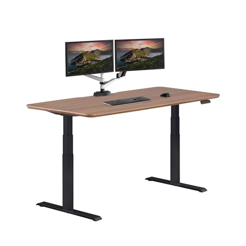 Vari Classic Electric Standing Desk - VariDesk Height Adjustable Sit/Stand Desk - Dual Motor with Memory Presets, Stable T-Style Legs - Gaming or Home Office Workstation - 72”x30”, Walnut/Black - color: Walnut Top / Black Legs, size: 72 in x 30 in