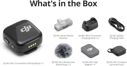 DJI Mic Mini (2 TX + 1 Mobile RX), Ultralight, Active Noise Cancelling | Wireless Lavalier Microphone for iPhone 17/16/15 & Android/PC/Tablet, Plug-and-Play, 300m Transmission, Youtube, Vlog - style: Mic Mini (2 TX + 1 Mobile RX)