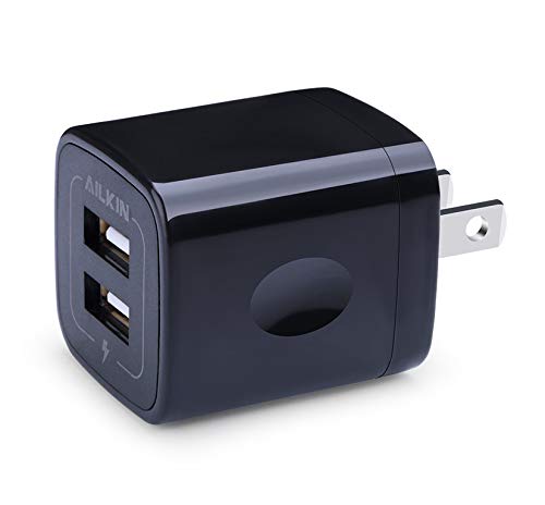 AILKIN USB MultiPort Charging Block, Wall Plug Station, Travel Charger Cube | USB AC Wall Charger Brick, Rapid Charging Adapter, Fast Android Charge Replacement for iPad/iPhone/iPod/Samsung Box - color: Black, style: Block