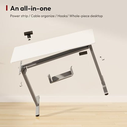 SANODESK Electric Standing Desk with Desk Clamp Power Strip 40"x 24" Whole-Piece Desktop Height Adjustable Stand Up Desk with Cable Management Sit Stand Home Office Desk White Frame/White Top - color: White Frame+white Top, size: 40"x24"