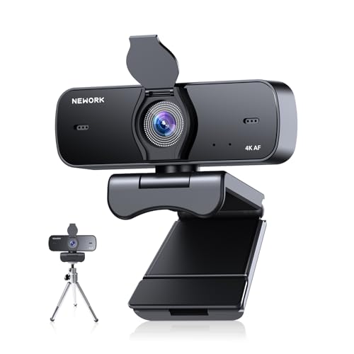 EasyCam 4K Webcam with Tripod, 3 Adjustable Height Mini Tripod, CDAF Autofocus, Auto Light Correction, 77°FOV, Privacy Cover, Plug & Play, for Video Calls and Meeting - color: 4K Standard + Tripod