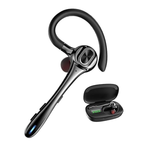 Bluetooth Headset Wireless Earpiece Earbuds with Noise Canceling Microphone 160H Standby Time Hands Free Headphones Single Ear Earphones for IOS Android Samsung Cell Phones Business Home Office Gaming