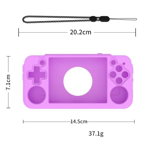 Silicone Protective Case for ANBERNIC RG35XX H Retro Handheld Gaming Console, Soft Sleeve Cover Protector Anti-Bump and Anti-Drop Full Protection, with Lanyard (Purple) - color: Purple