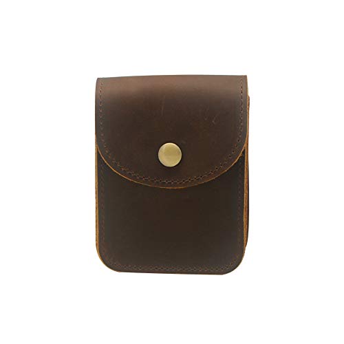 Playing Card Case,Genuine Leather Deck Card Holder for Magicians Poker Players Camping Holidays Trips -Brown - color: Single deck