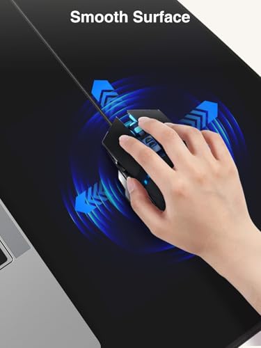 Magnetic Wireless Charging Mouse Pad, 31.5"x15.8" Large Desk Mat | Waterproof Mousepad, Smooth Glide, Stitched Edge, Non-Slip Rubber Base, Desk Pad Computer Keyboard Mat, with Adapter - color: Black-Adatper