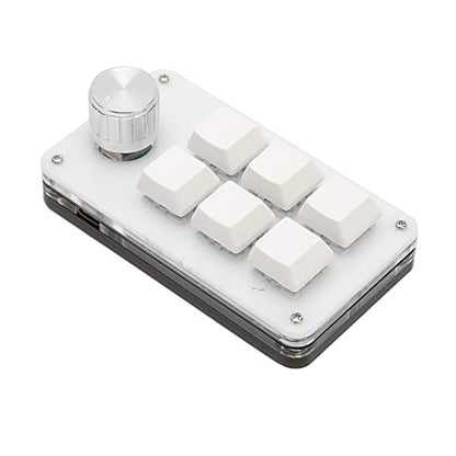 Zyyini Programmable Keyboard, 6 Key One Handed Mechanical Keyboard with Knob,Poortable Multifunctional Mechanical Gaming Keypad for Gaming Office (White) - color: White