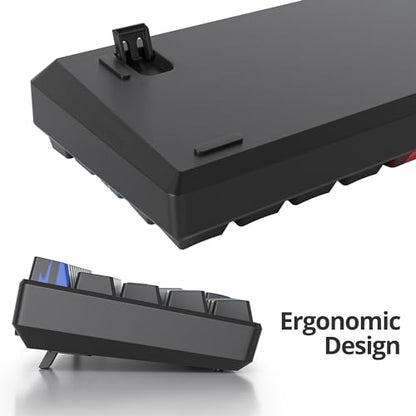 Portable 60% Mechanical Gaming Keyboard Blue/Black, Blue LED Backlit Wired Key Board with Red Switch, Compact 61 Keys Mini Office Keyboards for Laptop PC (61 Soundwave A/Red Switch) - color: 61 Soundwave A/Red Switch