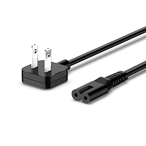 AC Adapter Power Cord 5ft, Super Slim Flat Plug Non Block Design, Figure 8 Power Cable Replacement for Chargers, TV, Xbox, PlayStation Series, Power Supply for Small Electronic Gadgets - color: Flat Cord Black