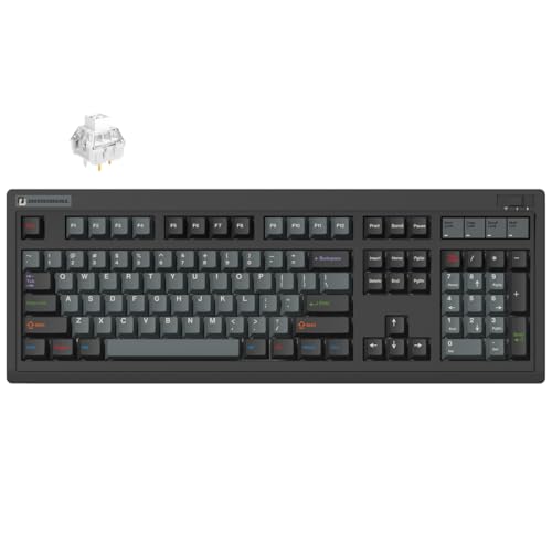 FL·ESPORTS OG104 Retro Tri-Mode Mechanical Keyboard, Full-Size Gasket Mount Hot Swappable Gaming Keyboard, PBT Keycaps, 4000mAh for Mac/PC - Tactile Switches | Black - color: 104 Keys-Black, size: Tactile Switch