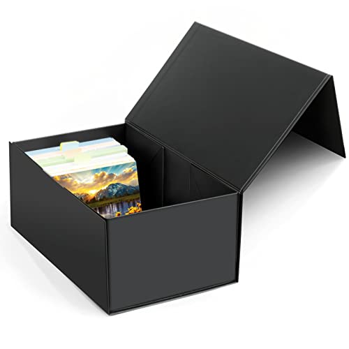 tutata 4X6 Index Card Holder, Index Card Storage Box 4 x 6 Inches, Fits 1200 Flash Cards - 1 Pack, Black - color: 1 PACK 4X6 BLACK BOX