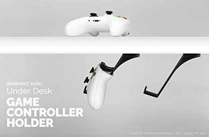 Gamepad Under The Desk Mount Holder Hanger for Xbox One, Switch, PS4, PC, Steam, Steelseries & Most Game Controllers, No Screws, VHB Tape, by Brainwavz (Black, Improved Adheasion Nov2019) - color: Black