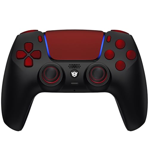 HEXGAMING RIVAL Wireless Controller Compatible with ps5, Black Red | Hall Effect Joysticks, Mouse-Click Triggers & Bumpers, 2 Remappable Back Buttons, 8 Swappable Sticks, FPS Gaming - color: Black Red