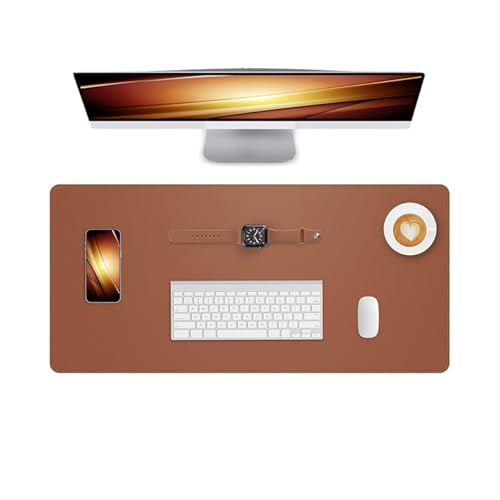 Non-Slip Leather Desk Mat, 31.5" x 11.8" Waterproof Laptop Computer Desk Keyboard Pad, Large Mouse Pad for Office,Work, Home, Decor-Brown - color: Brown