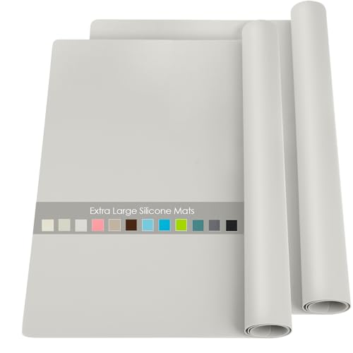 2 Pack Extra Large Silicone Mats for Countertop - Counter Table Protector Placemats for Baking Crafts, Light Gray Kids Dinner Placemat Nonstick Nonskid Heat-Resistant Kitchen Pad, 23.6'' x 15.6'' - color: 04-light Gray, size: 23.6"L x 15.7"W