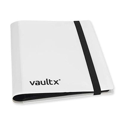 Vault X 4 Pocket Strap Trading Card Binder 160 Cards Side Loading (White) | Holds 160 standard-size TCG cards in 20 side-loading 4-pocket pages. Padded, water-resistant cover. - color: White