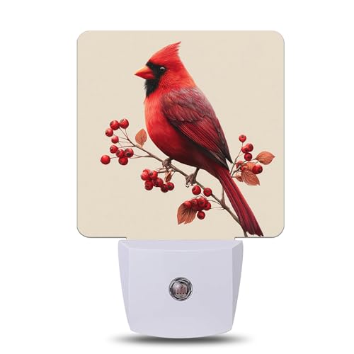 Red Cardinal Bird Night Light,Nightlight Lamp with Dusk to Dawn Sensor for Home Indoor Stairway Kitchen Corridor, Decorative Night Lights Plug Into Wall for Boys Girls Women Men Room Gifts - color: Red Cardinal Bird