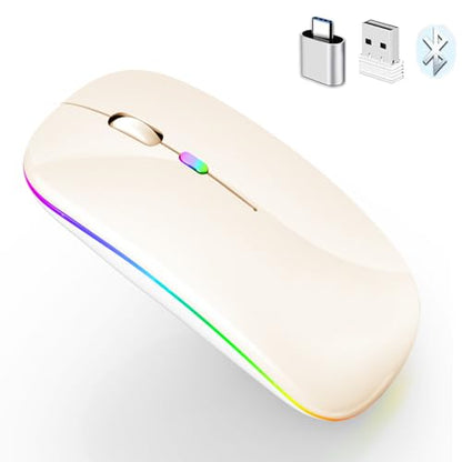 PEIBO Bluetooth Wireless Mouse for Laptop mac MacBook ipad MacBook air MacBook pro pc Desktop Computer Windows Chromebook Notebook (Cream White) - color: Cream white