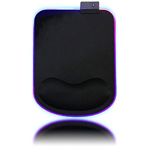 RGB LED Mouse pad with Ergonomic Wrist Rest Support, Non-Slip Kawaii Mouse Pads, 11.8” x 8.5” Gaming Wrist Pads, Pain Relief, and Easy Typing, Gaming, Notebook Computer Work and Game (Black) - color: black