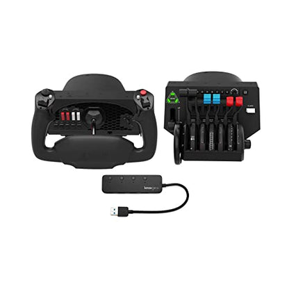Honeycomb Alpha Yoke Plus Bravo Throttle Quadrant and 4 Port USB (3 Items) | Includes Alpha Flight Yoke, Bravo Throttle Quadrant and Knox Gear 4-Port USB 3.0 Hub, Pc and Mac Compatible - size: Bundle (3 Items)