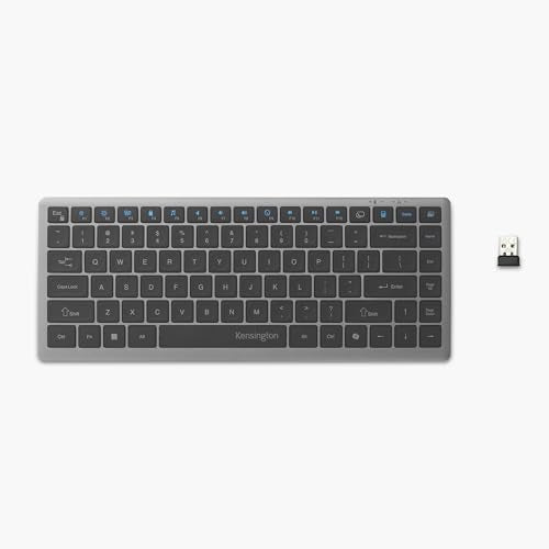 Kensington KB435 Wireless Compact Keyboard, Bluetooth & 2.4GHz Connection, Quiet Scissor-Switch Keys, Programmable, Copilot Hotkey, Compatible with Windows, Black (K75409NA) - size: Compact Size, style: Wireless