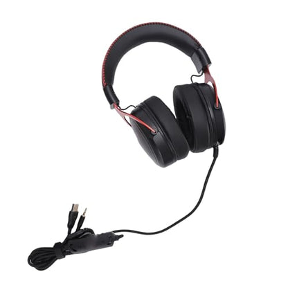 Sealed and Soundproof Gaming Headset Wired PC RGB Luminous Noise Reduction Over Ear Headphones with Mic Comfortable Wearing for Immersive Gaming, Noise Reduction Over Ear Headphones (Black - color: Black Red