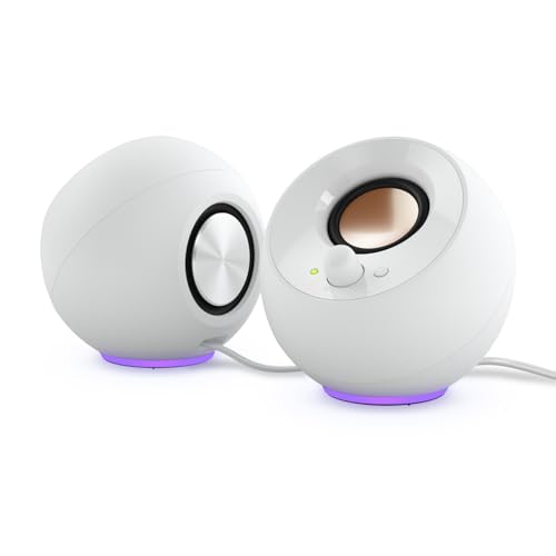 Creative Pebble SE 2.0 Desktop Speakers for PC/Laptop, White | 2.0 speakers, USB-Powered, Compact, Stereo, Desktop Speakers, PC Audio, Minimal Design, Laptop Speakers, White