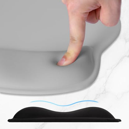 ITNRSIIET Ergonomic Mouse Pad with Wider Memory Foam Wrist Rest +17% - Curved Cushion Reduces Pressure 20%, Pain Relief, Non-Slip, Smooth, Cute Colors, 9.85 x 9 in, Space Gray - color: Space Gray