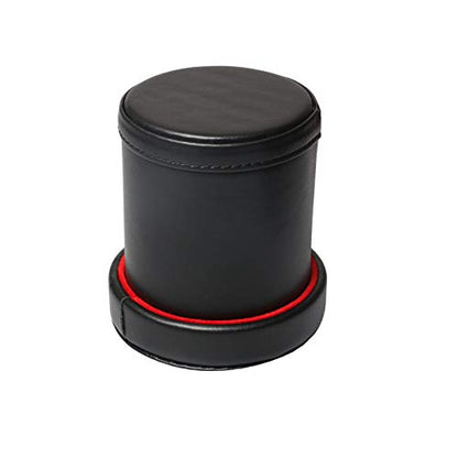 Leatherette Dice Cup with Lid, Red Felt-Lined Dice Shaker Includes 6 Regular Dice for Liars Dice/ Farkle/ Yahtzee/ Games, 1 Pack - color: Red