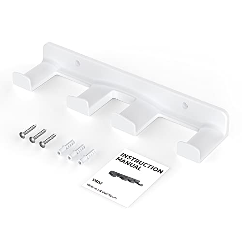 SOKUSIN VR Wall Mount - Storage Stand Holder Hook for Meta/Oculus Quest 3/2/Quest/Rift/ Rift S/PSVR 2/Valve Index/ HTC Vive/HP Reverb G2/Playstation VR Headsets, Gaming Controller Hanger Space Saving - color: White