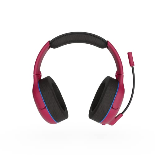 PDP AIRLITE Pro Wireless Stereo Gaming Headset, Officially Licensed by Sony PlayStation 5, PS5/PS4/PS3/PC, Lightweight Durable 40 Foot Connection, Noise-canceling Flip-to-Mute Mic, Cosmic Red - color: Red, style: Wireless