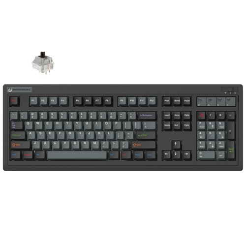 FL·ESPORTS OG104 Tri-Mode Retro Mechanical Keyboard, Full-Size Gasket Mount Gaming Keyboard, Hot Swappable, PBT Keycaps, 4000mAh for Mac/PC - Silent Switches | Black - color: 104 Keys-Black, size: Silent Switch