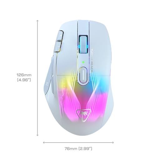 Turtle Beach Kone XP Air Wireless RGB Gaming Mouse for PC | 19K DPI Sensor, Rechargeable 100-Hr Battery, Charging Dock, 29 Programmable Inputs, Ergonomic, Bluetooth, 4D Wheel, White - color: White