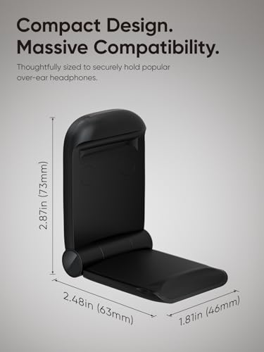 MAMUVIMO Headphone Stand, 2 Pack Headset Stand Foldable＆Sticky, Headphone Holder Hook Mount with Non-Slip Silicone, Adhesive Earphone Desk Hanger Clip Space-Saving for Airpods Max, All Earphones-Black - color: Black, size: 2 Pack