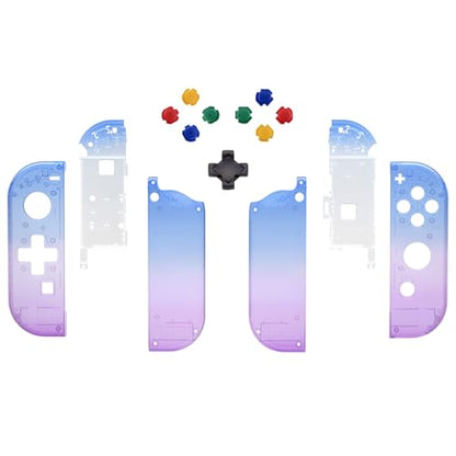 eXtremeRate Gradient Translucent Bluebell Joycon Handheld Controller Housing (D-Pad Version) w/Full Buttons, Replacement Shell Case for Nintendo Switch & OLED Joy-Con – Console Without - color: Gradient Translucent Bluebell