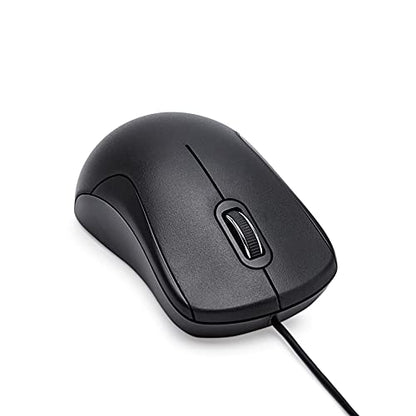 Amazon Basics 3-Button USB Wired Mouse with Precision Scroll Wheel, 1000 DPI, Ergonomic Grip, Plug and Play, 6-foot Cable, Black