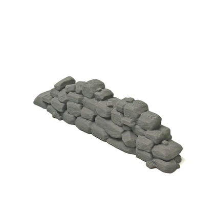 3D Printed Stone Wall Ruins, 28mm Tabletop Wargame Terrain (Grey) | Modular ruin terrain, fits 28-32mm wargames. Miniature diorama & model building accessory, universal for tabletop RPGs.