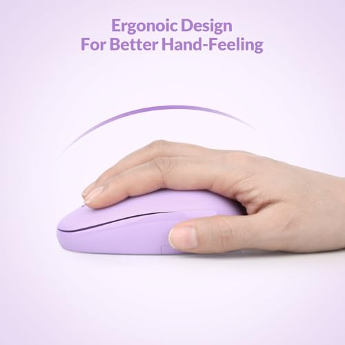 Rii Wireless Mouse RM700 2.4G Silent Mouse with USB Nano Receiver for Laptop,PC,Mac,Chromebook,Windows (Purple) - color: Purple
