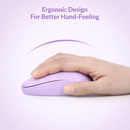 Rii Wireless Mouse RM700 2.4G Silent Mouse with USB Nano Receiver for Laptop,PC,Mac,Chromebook,Windows (Purple) - color: Purple