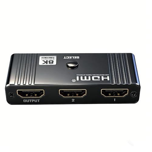 HDMI 2.1 Bi-Directional AB Switch 8K60Hz 2X1 HDMI Switcher with Remote Control Compatible with Laptops PC Xbox Series PS5 / PS4 Projector and More