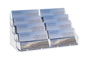 8 Pocket Desktop Clear Acrylic Business Card Holder - size: 6 Pack